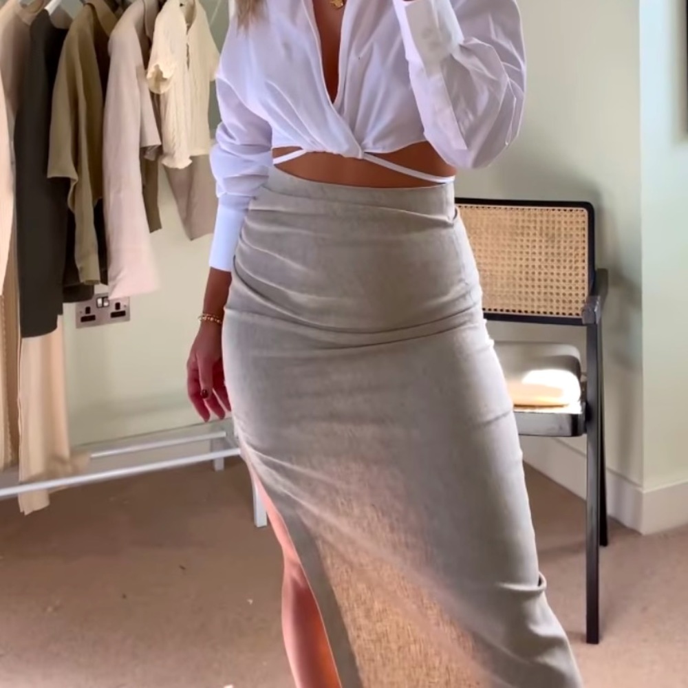 Zara Canvas Skirt. Size XL. Midi with side slit